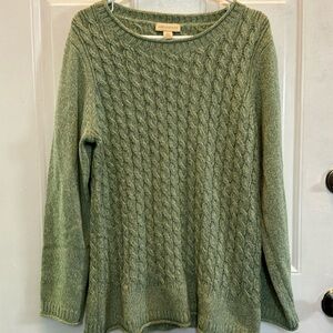 4/$25 Appleseeds Light Green Cable Knit Crewneck Sweater Large